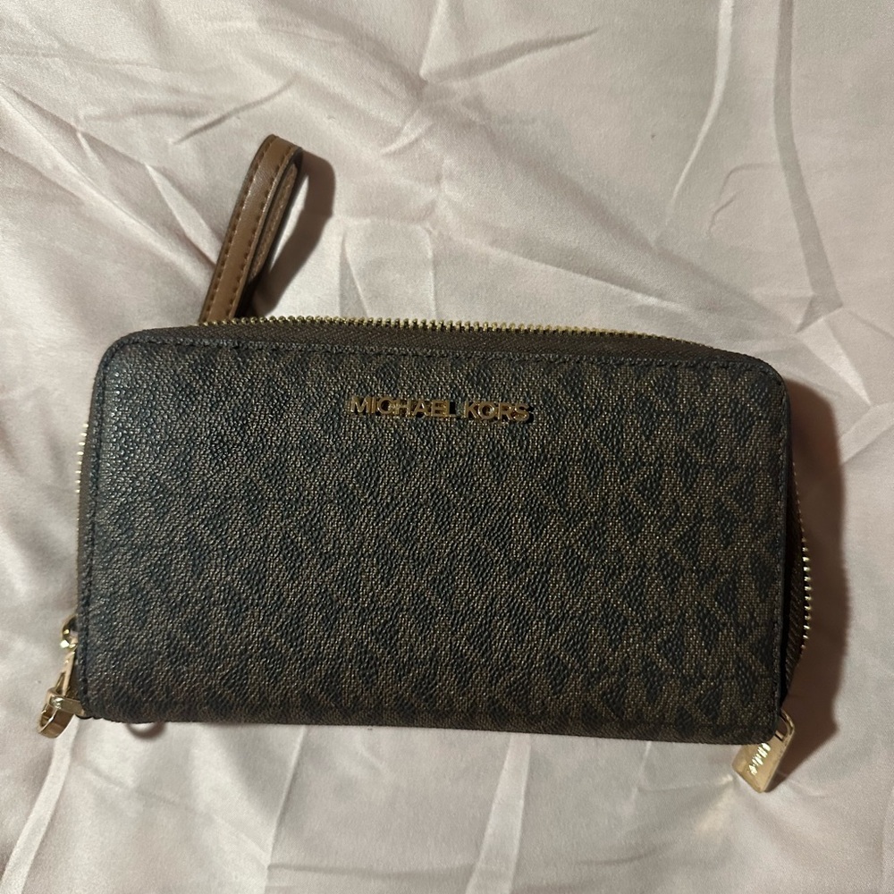 Michael Kors Jet Set Women's Travel Continental Wristlet Wallet - Brown Tan